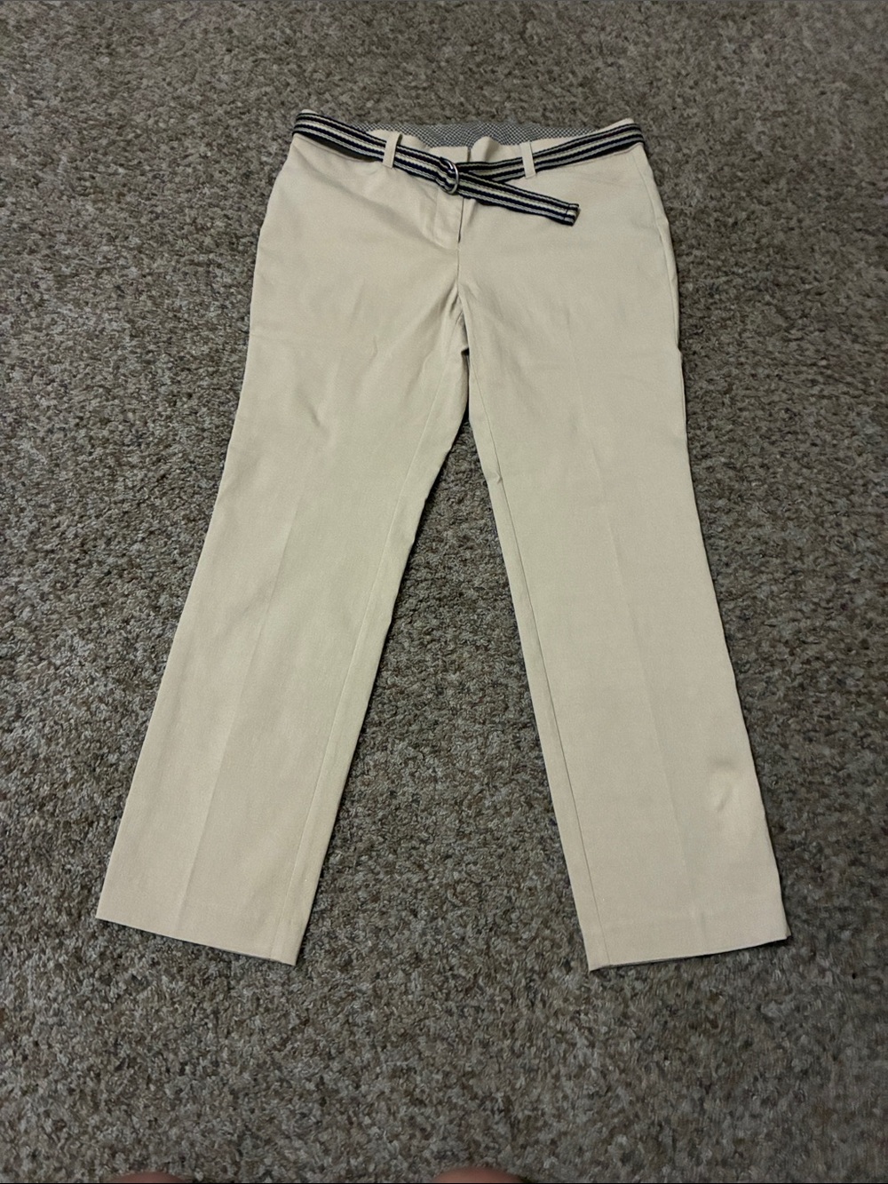 Rafaella Comfort Women's Cream Chinos with Striped Belt